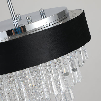 18 - inch Modern Crystal Chandelier with Black Imitation Velvet Anti - Glare Shade, Adjustable Height, 8 - Light G9 Base for Dining Room, Living Room, or Bedroom (Bulb Not Included) - 1st Choice Furniture Direct