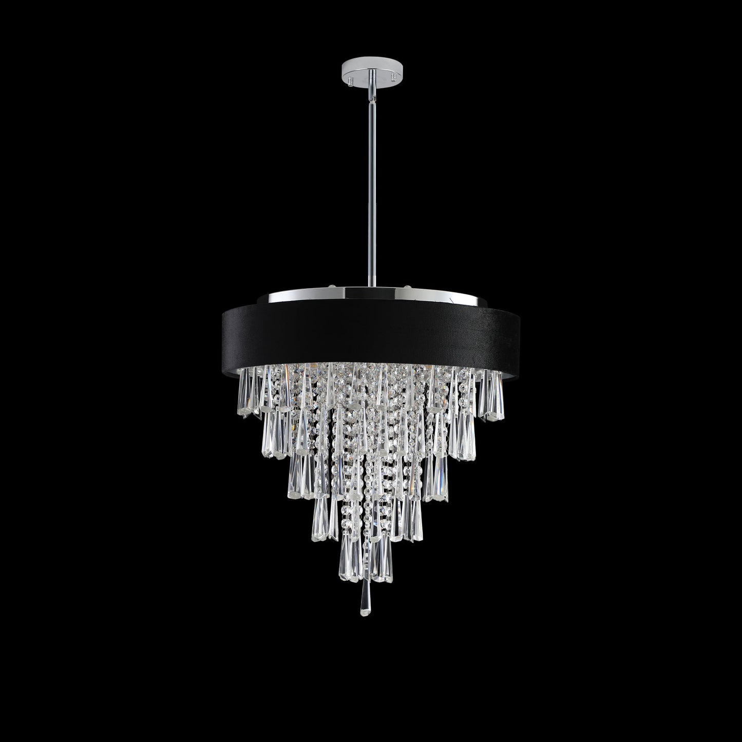 18 - inch Modern Crystal Chandelier with Black Imitation Velvet Anti - Glare Shade, Adjustable Height, 8 - Light G9 Base for Dining Room, Living Room, or Bedroom (Bulb Not Included) - 1st Choice Furniture Direct