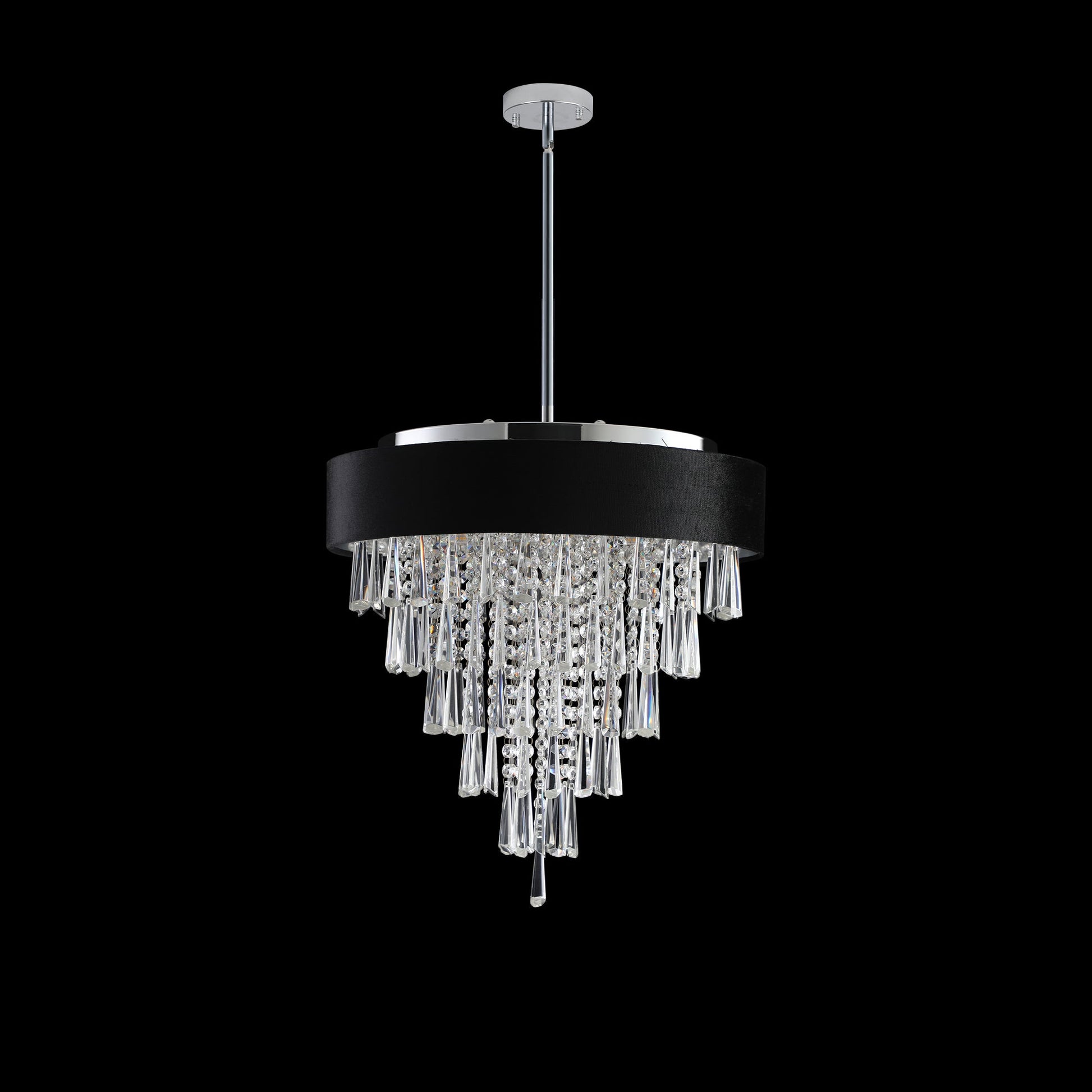 18 - inch Modern Crystal Chandelier with Black Imitation Velvet Anti - Glare Shade, Adjustable Height, 8 - Light G9 Base for Dining Room, Living Room, or Bedroom (Bulb Not Included) - 1st Choice Furniture Direct