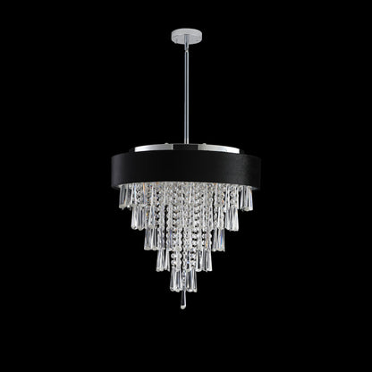 18 - inch Modern Crystal Chandelier with Black Imitation Velvet Anti - Glare Shade, Adjustable Height, 8 - Light G9 Base for Dining Room, Living Room, or Bedroom (Bulb Not Included) - 1st Choice Furniture Direct