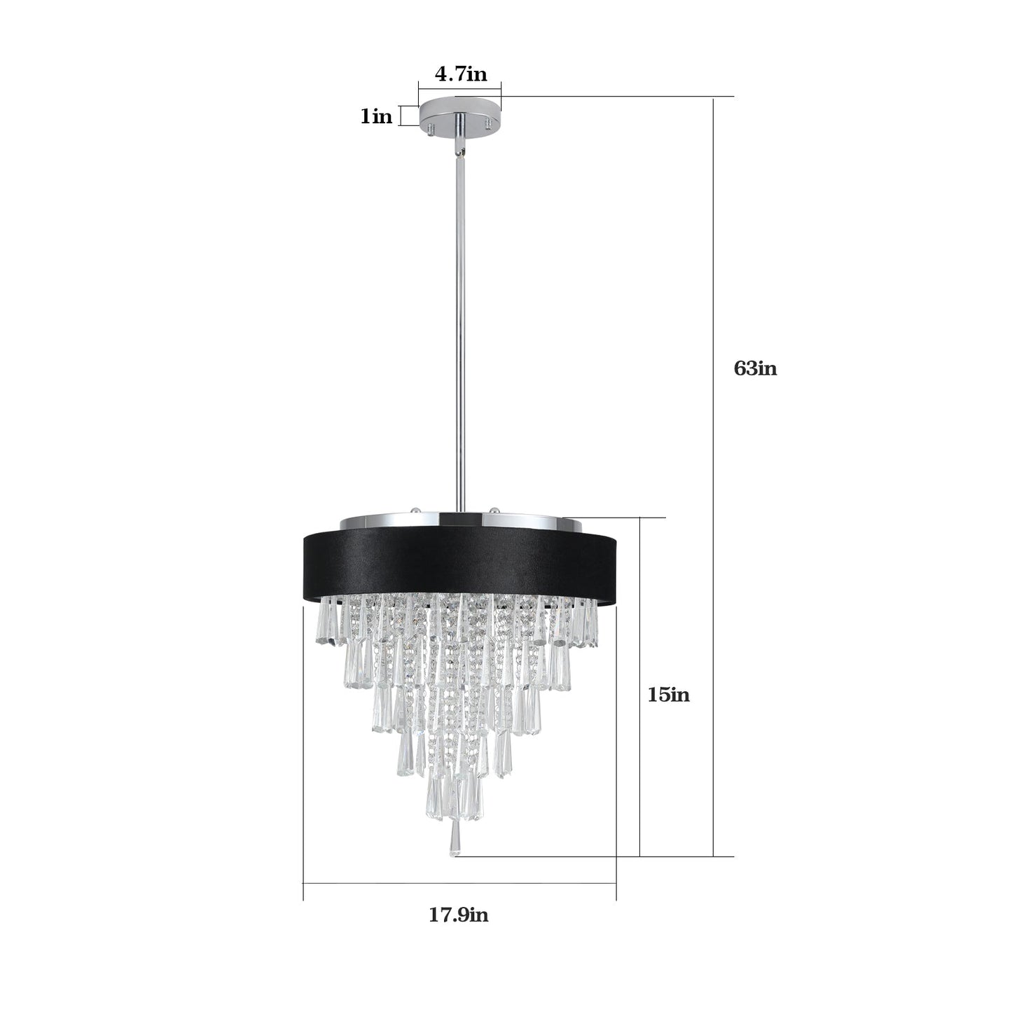 18 - inch Modern Crystal Chandelier with Black Imitation Velvet Anti - Glare Shade, Adjustable Height, 8 - Light G9 Base for Dining Room, Living Room, or Bedroom (Bulb Not Included) - 1st Choice Furniture Direct
