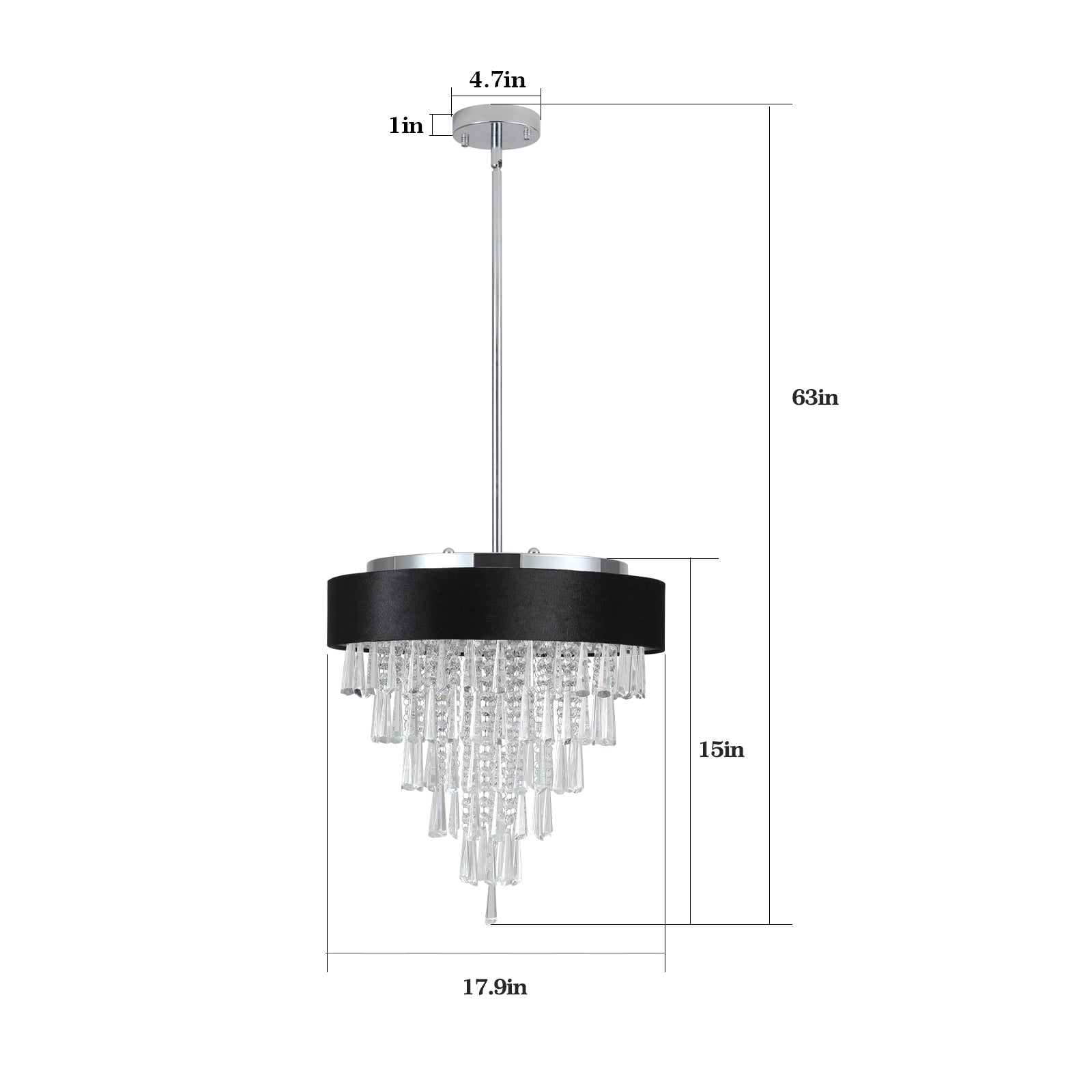 18 - inch Modern Crystal Chandelier with Black Imitation Velvet Anti - Glare Shade, Adjustable Height, 8 - Light G9 Base for Dining Room, Living Room, or Bedroom (Bulb Not Included) - 1st Choice Furniture Direct