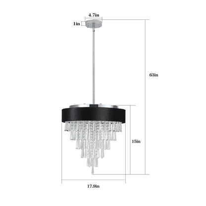 18 - inch Modern Crystal Chandelier with Black Imitation Velvet Anti - Glare Shade, Adjustable Height, 8 - Light G9 Base for Dining Room, Living Room, or Bedroom (Bulb Not Included) - 1st Choice Furniture Direct