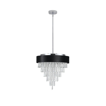18 - inch Modern Crystal Chandelier with Black Imitation Velvet Anti - Glare Shade, Adjustable Height, 8 - Light G9 Base for Dining Room, Living Room, or Bedroom (Bulb Not Included) - 1st Choice Furniture Direct