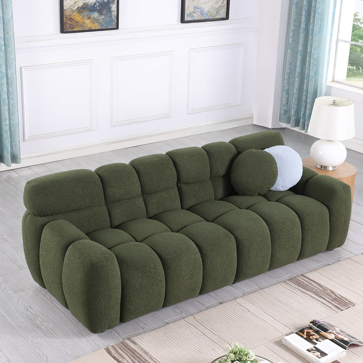 1st Choice Versatile Olive Green Boucle Sofa