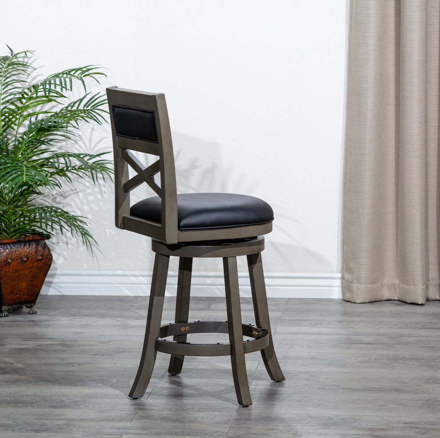 1st Choice Elegant 30" X-Back Swivel Stool in Weathered Gray - Luxurious Seating Solution