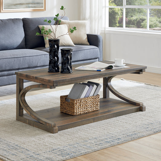 Unique coffee table, solid wood 48 inch modern coffee table modern center table with storage, solid wood special shape coffee table, living room, kitchen, apartment dining table