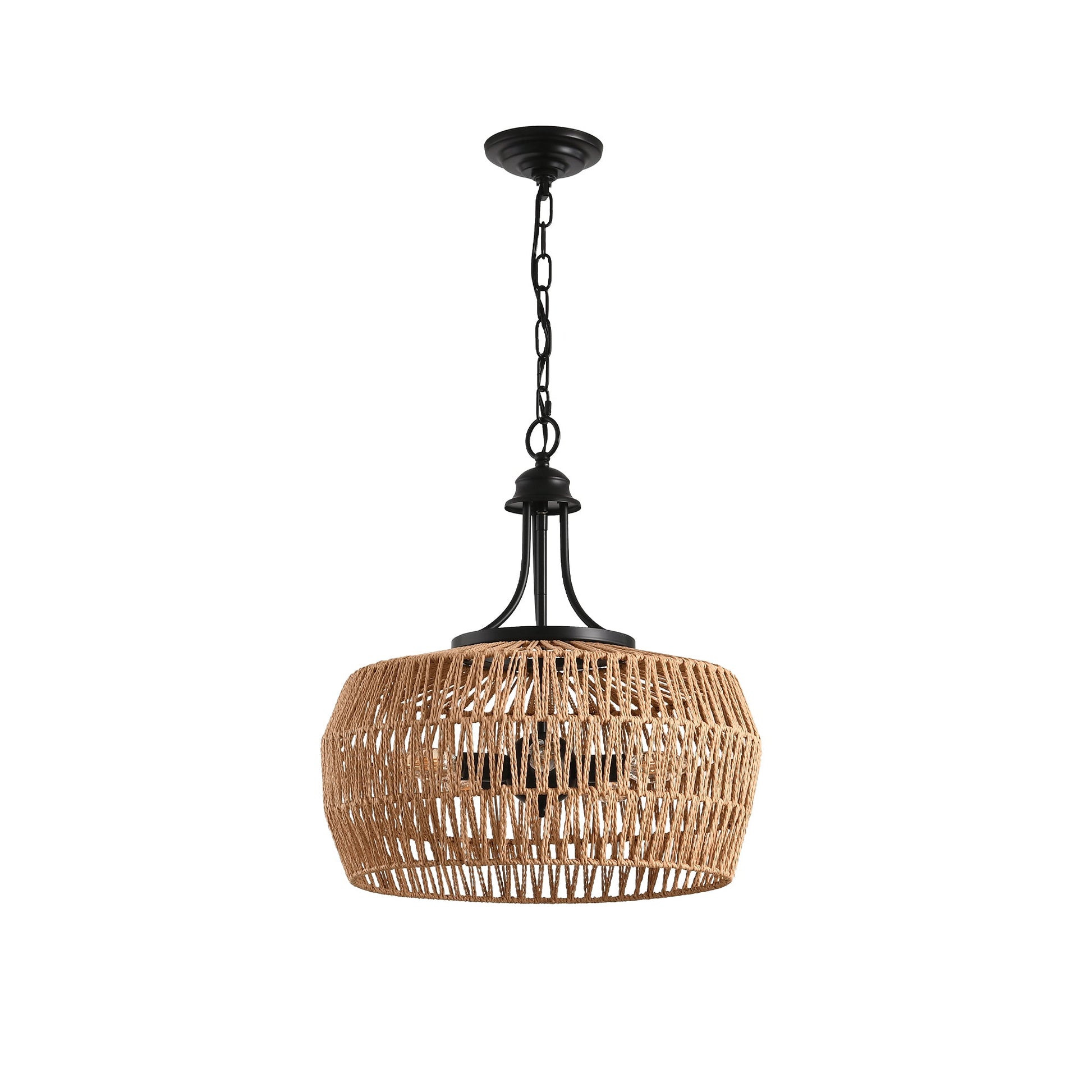 19' Boho Hemp Rope Pendant Light, Hand - Woven Jute Hanging Lamp with Adjustable Chain, Natural Rope Shade Ceiling Light Fixture for Kitchen Island, Dining Room, or Entryway (Bulb Not Included) - 1st Choice Furniture Direct