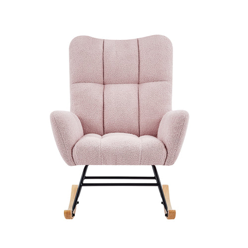 1st Choice Contemporary Luxurious Pink Teddy Fabric Rocking Chair