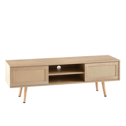 1st Choice 55.12" Rattan TV Cabinet Storage with Double Sliding Doors