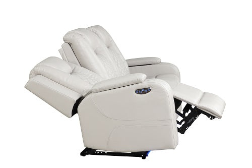 Benz LED & Power Recliner 3 PC Made With Faux Leather in Ice
