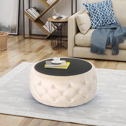 1st Choice Contemporary Beige Durable Velvet Living Room Ottoman