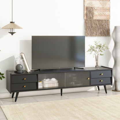 1st Choice TV Stand with Sliding Doors and Drawers in Dark Brown