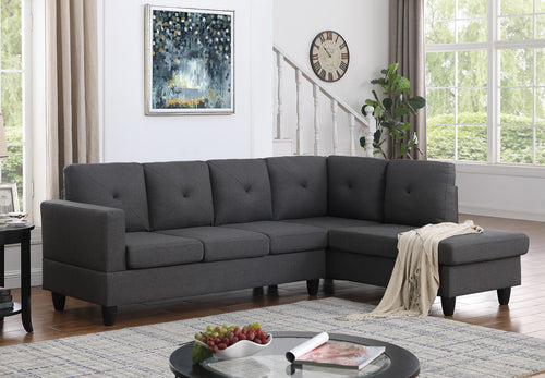 1st Choice Santiago Dark Gray Linen Sectional Sofa with Right Facing Chaise