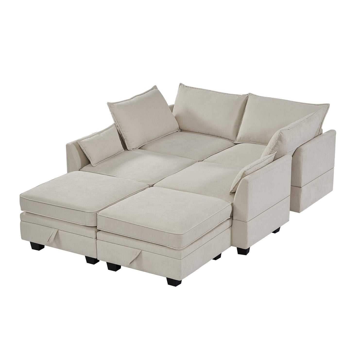 1st Choice Luxury Modern Large U-Shape Sectional Sofa in Beige Linen