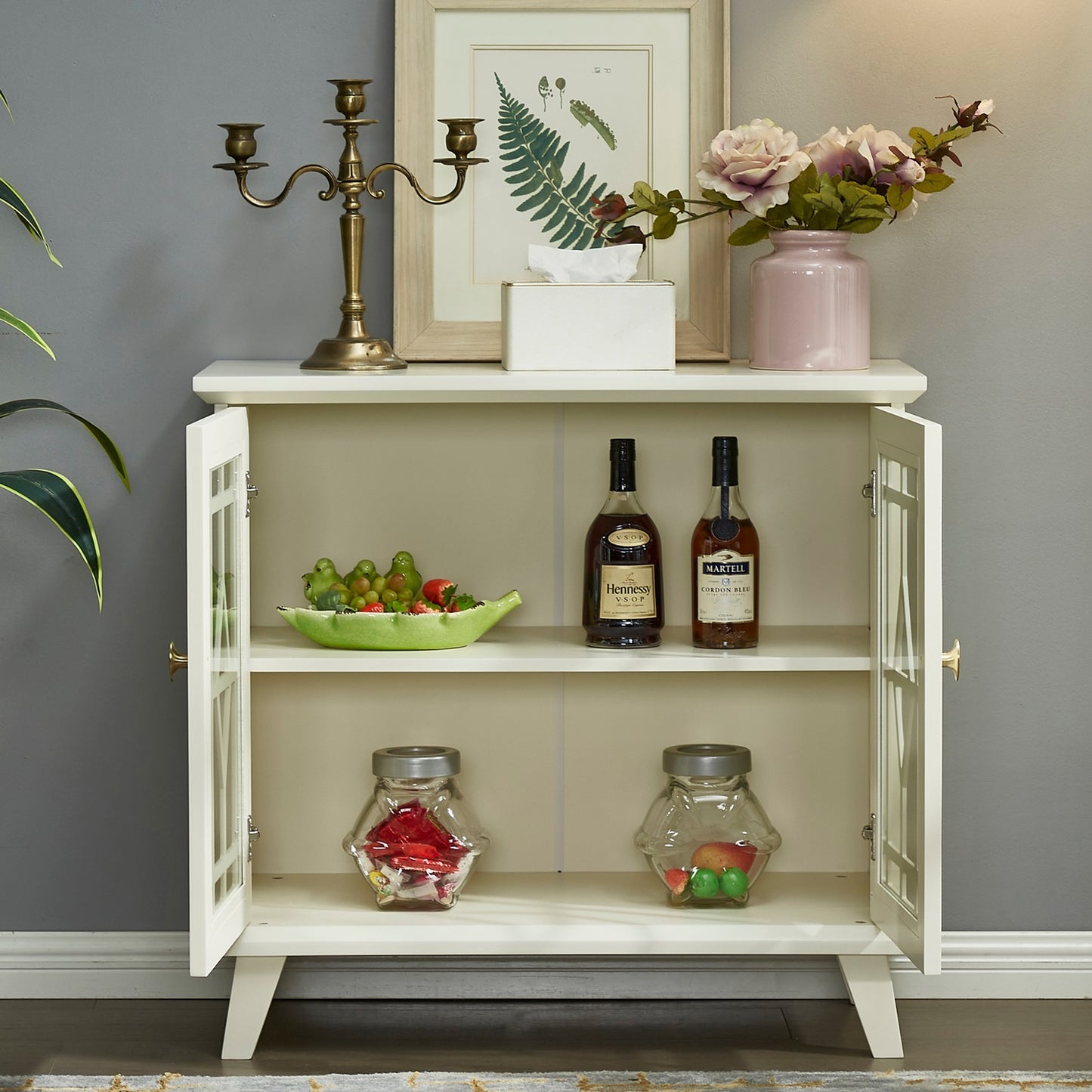 1st Choice Modern Storage Cabinet with Shelf White Sideboard Cabinet