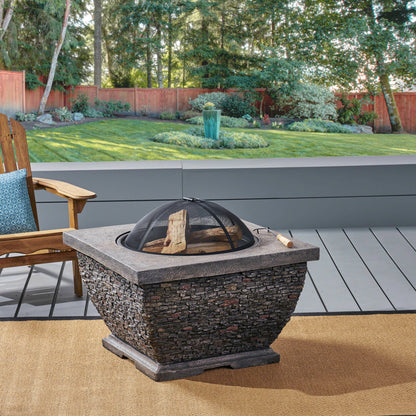 32'  MgO Light-Weight Concrete Wood Burning Square Fire Pit, Grey
