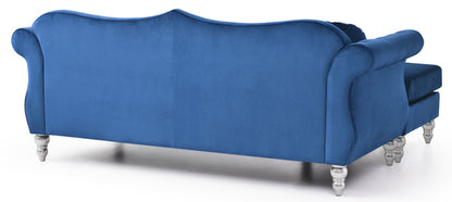 1st Choice Modern Glory Furniture Hollywood Sofa Chaise in Navy Blue