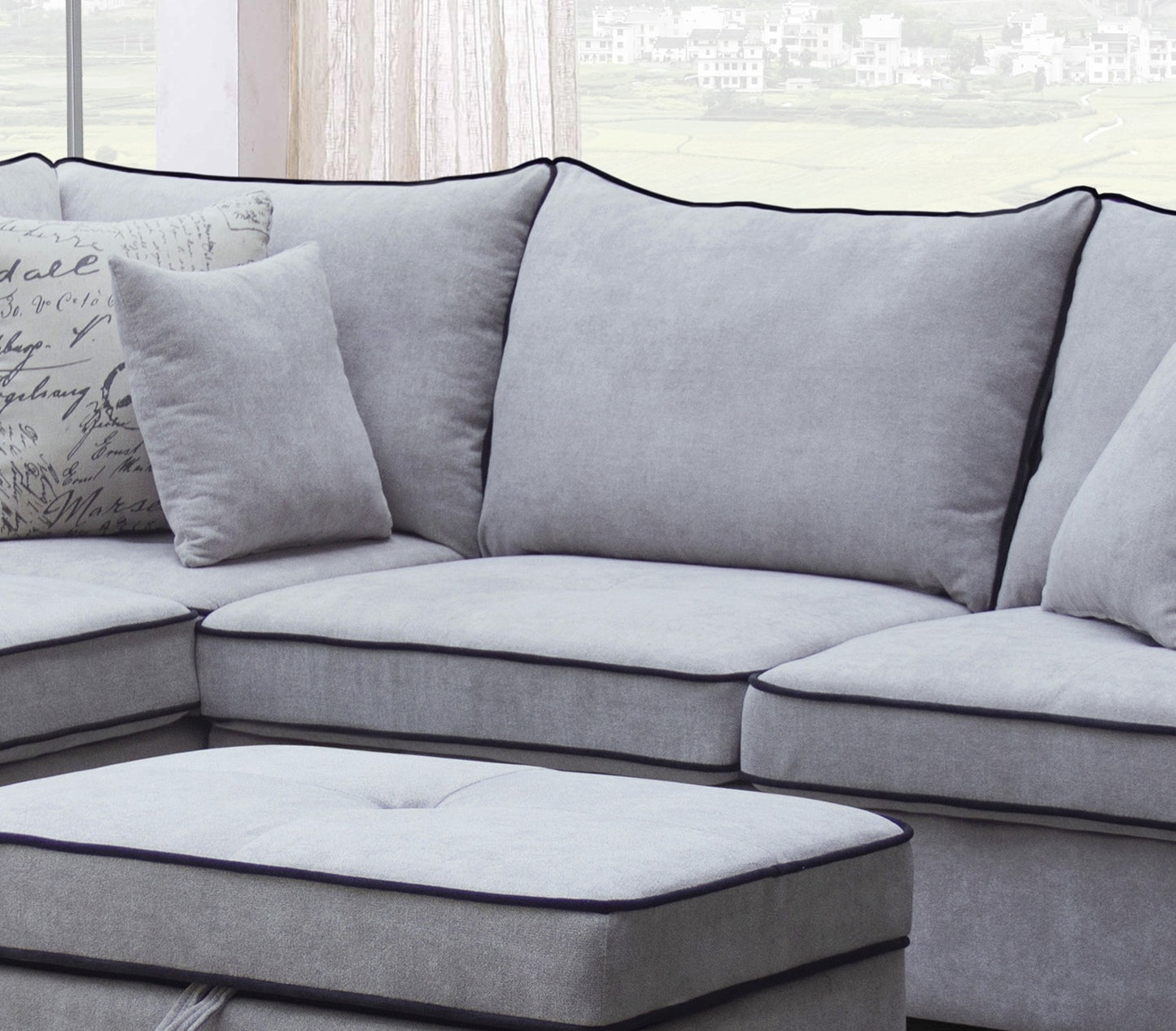 1st Choice Harmony Light Gray Fabric Sectional Sofa with Left-Facing Chaise