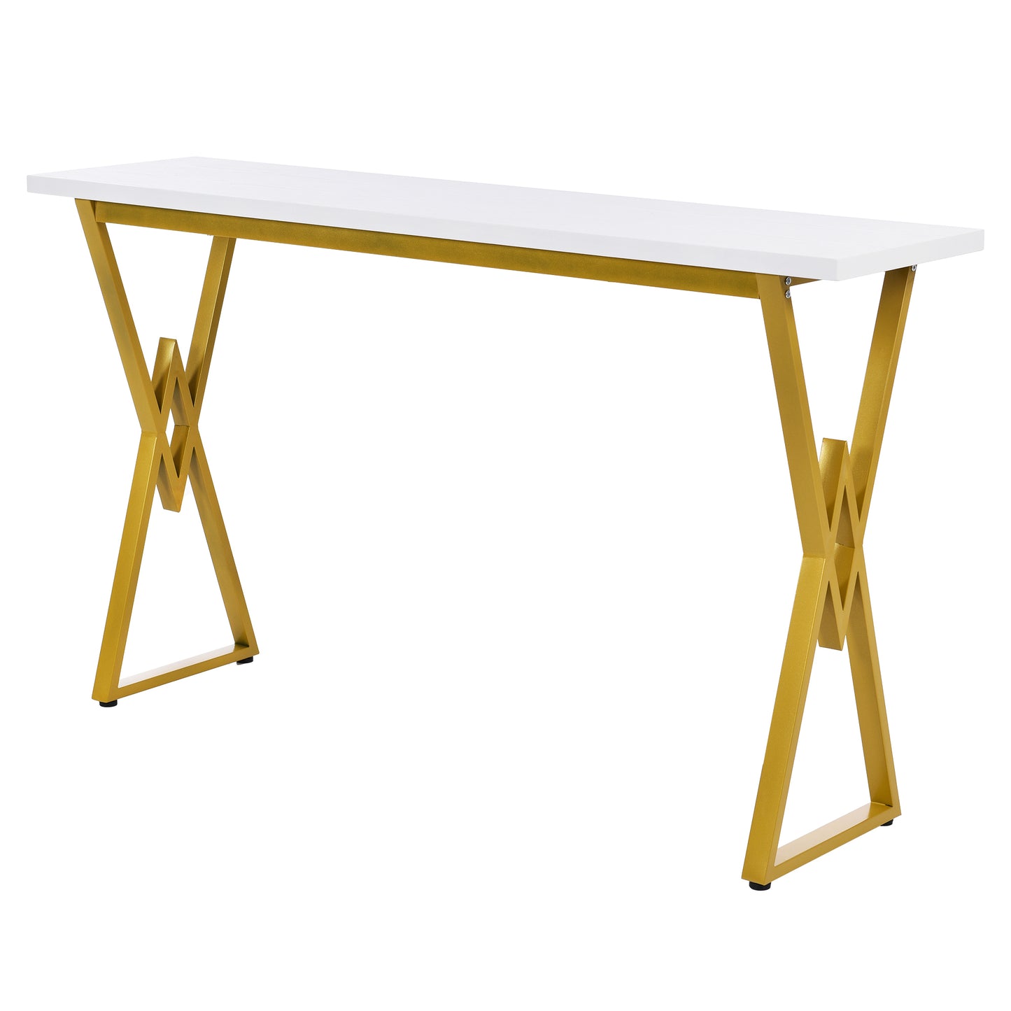 TOPMAX Modern 4-Piece Counter Height Extra Long Console Bar Dining Table Set with 3 Padded Stools for Small Places, Gold