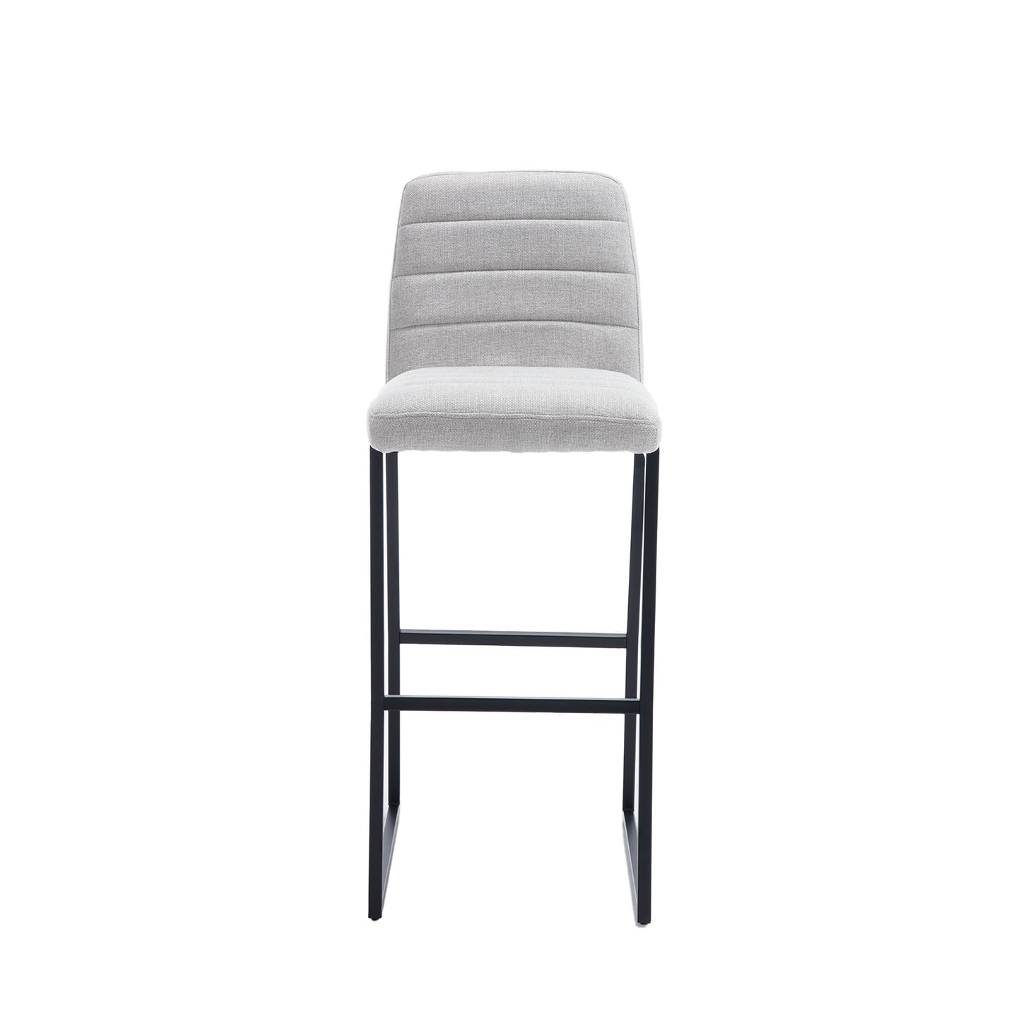 Bar Stools Set of 2 With Back,Upholstered Linen Fabric Kitchen Breakfast Bar Stools with Footrest,Beige Gray+Pale Blue