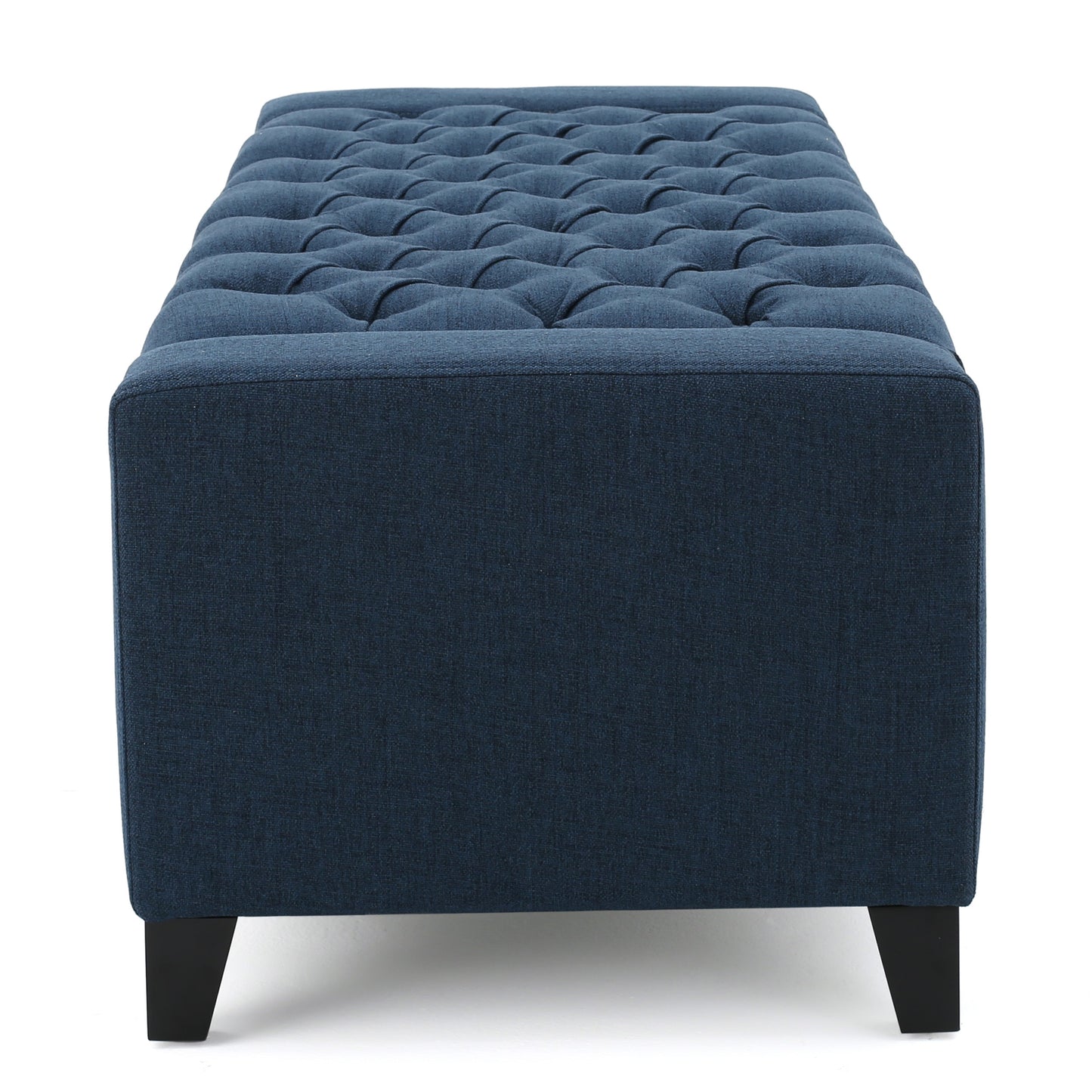 1st Choice Modern Durable Fabric Navy Blue Storage Tufted Top Ottoman