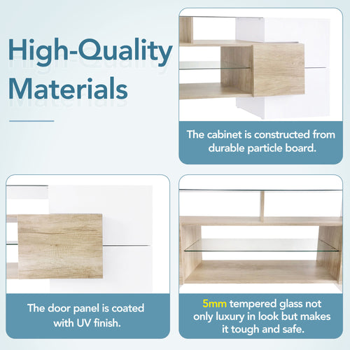 1st Choice Unique Shape TV Stand with 2 Illuminated Glass Shelves