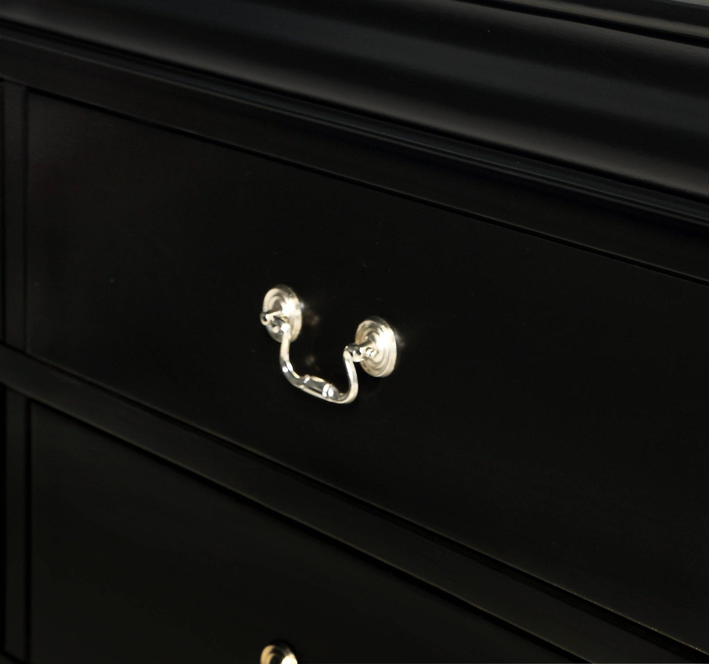 1pc Black Finish Two Drawers Louis Philip Nightstand Solid Wood Contemporary & Simple Style - 1st Choice Furniture Direct