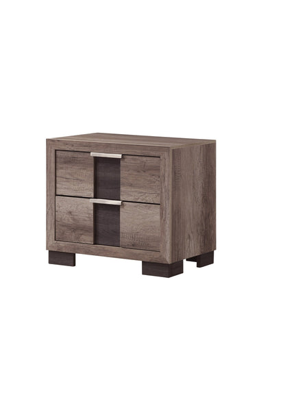 1pc Contemporary Rustic Brown Finish Nightstand Two Drawers Metal knobs Bedroom Wooden Furniture - 1st Choice Furniture Direct