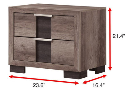 1pc Contemporary Rustic Brown Finish Nightstand Two Drawers Metal knobs Bedroom Wooden Furniture - 1st Choice Furniture Direct