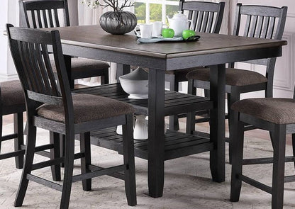 1pc Cunter Height Dining Table Dark Coffee Finish Kitchen Breakfast Dining Room Furniture Table w 2x Storage Shelve Rubber wood - 1st Choice Furniture Direct