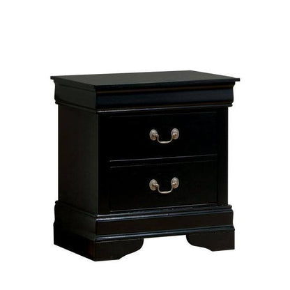 1pc Nightstand Black Louis Philippe Solid wood English Dovetail Construction Antique Nickle Hanging Pulls - 1st Choice Furniture Direct
