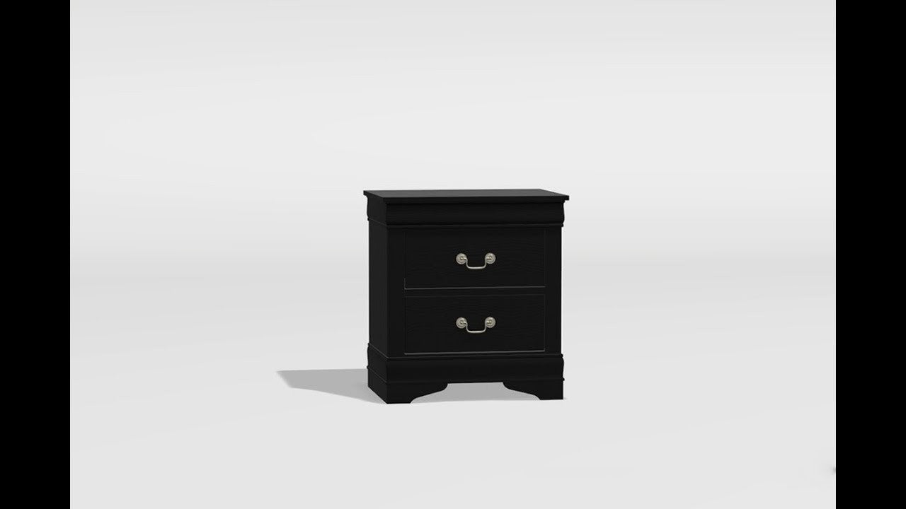 1pc Nightstand Black Louis Philippe Solid wood English Dovetail Construction Antique Nickle Hanging Pulls - 1st Choice Furniture Direct