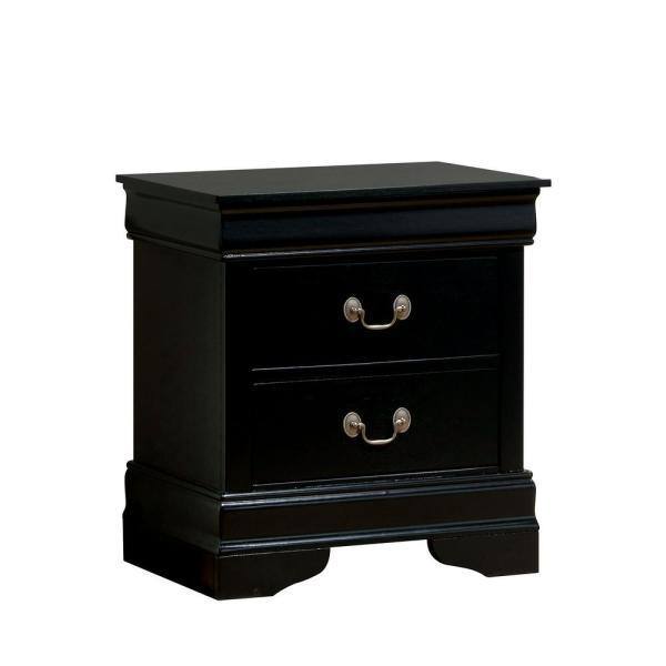 1pc Nightstand Black Louis Philippe Solid wood English Dovetail Construction Antique Nickle Hanging Pulls - 1st Choice Furniture Direct