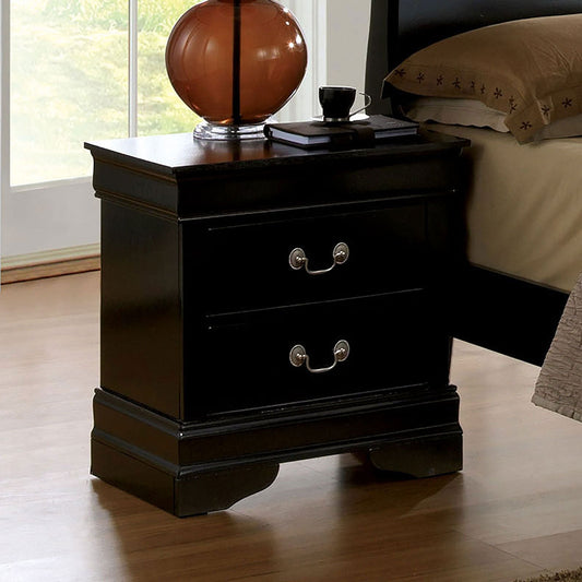 1pc Nightstand Black Louis Philippe Solid wood English Dovetail Construction Antique Nickle Hanging Pulls - 1st Choice Furniture Direct