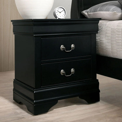 1pc Nightstand Black Louis Philippe Solid wood English Dovetail Construction Antique Nickle Hanging Pulls - 1st Choice Furniture Direct