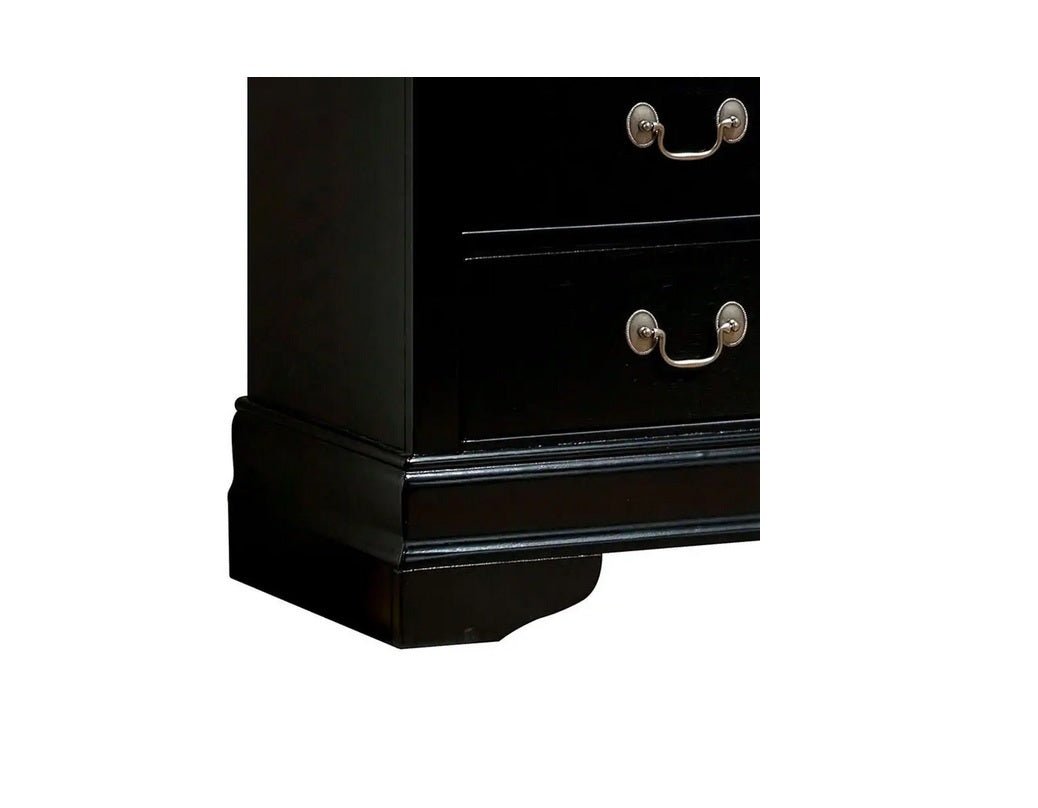 1pc Nightstand Black Louis Philippe Solid wood English Dovetail Construction Antique Nickle Hanging Pulls - 1st Choice Furniture Direct