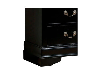 1pc Nightstand Black Louis Philippe Solid wood English Dovetail Construction Antique Nickle Hanging Pulls - 1st Choice Furniture Direct