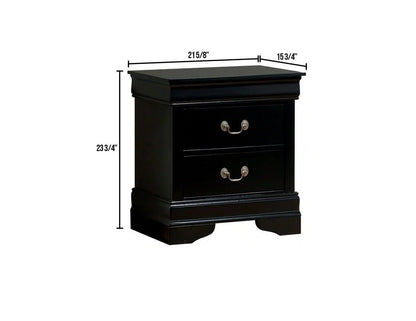 1pc Nightstand Black Louis Philippe Solid wood English Dovetail Construction Antique Nickle Hanging Pulls - 1st Choice Furniture Direct