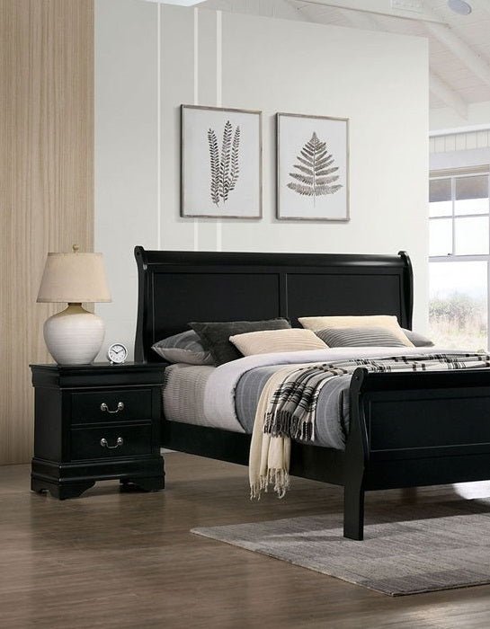 1pc Nightstand Black Louis Philippe Solid wood English Dovetail Construction Antique Nickle Hanging Pulls - 1st Choice Furniture Direct