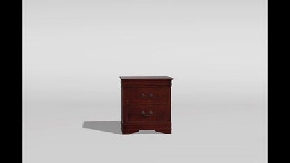 1pc Nightstand Cherry Finish Louis Philippe Solid wood English Dovetail Construction Antique Nickle Hanging Pulls - 1st Choice Furniture Direct