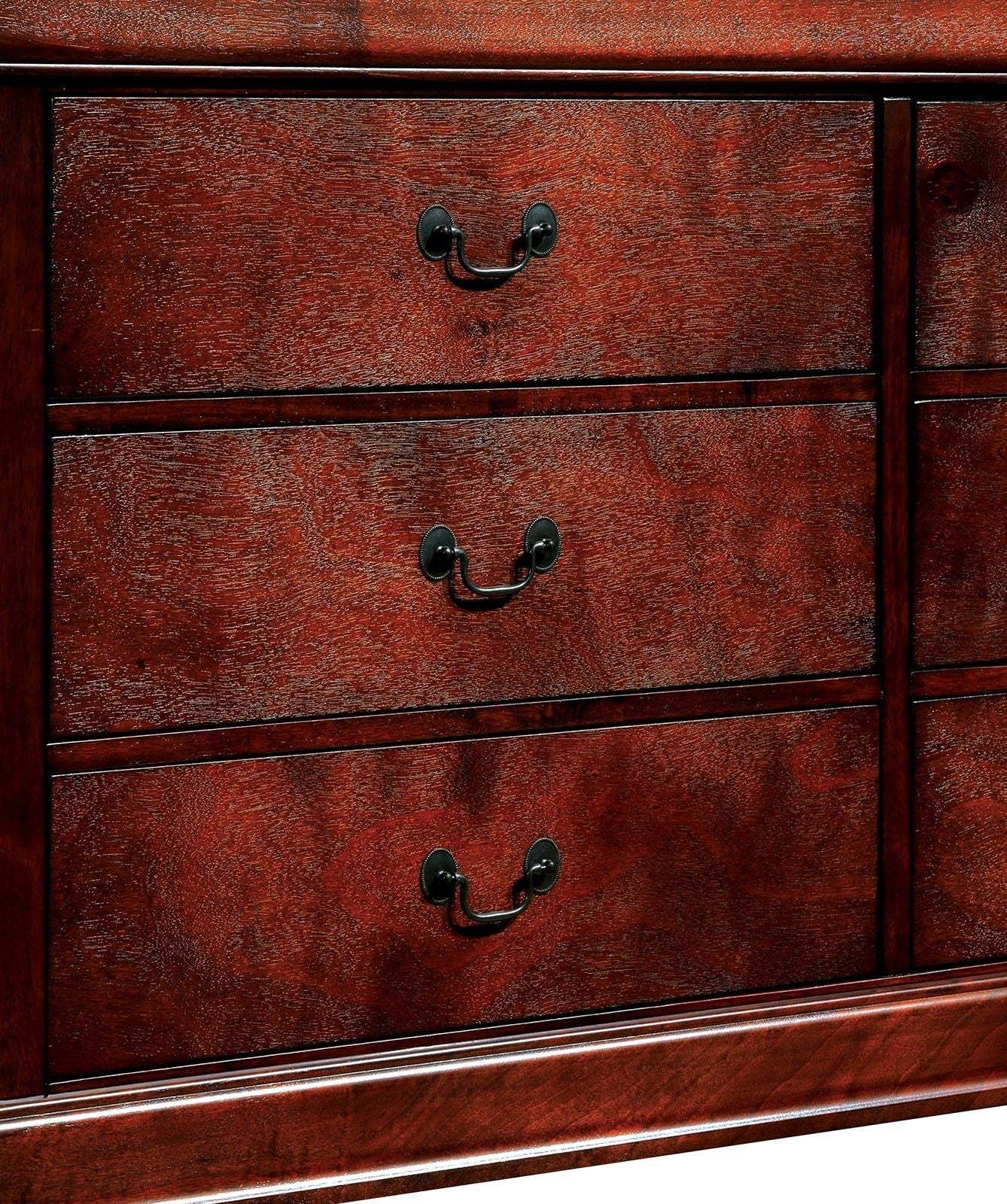 1pc Nightstand Cherry Finish Louis Philippe Solid wood English Dovetail Construction Antique Nickle Hanging Pulls - 1st Choice Furniture Direct