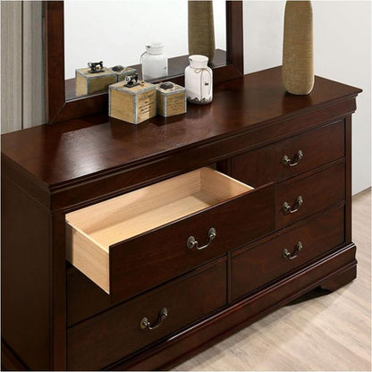 1pc Nightstand Cherry Finish Louis Philippe Solid wood English Dovetail Construction Antique Nickle Hanging Pulls - 1st Choice Furniture Direct