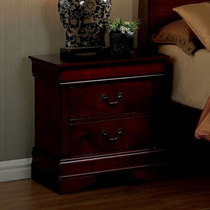 1pc Nightstand Cherry Finish Louis Philippe Solid wood English Dovetail Construction Antique Nickle Hanging Pulls - 1st Choice Furniture Direct