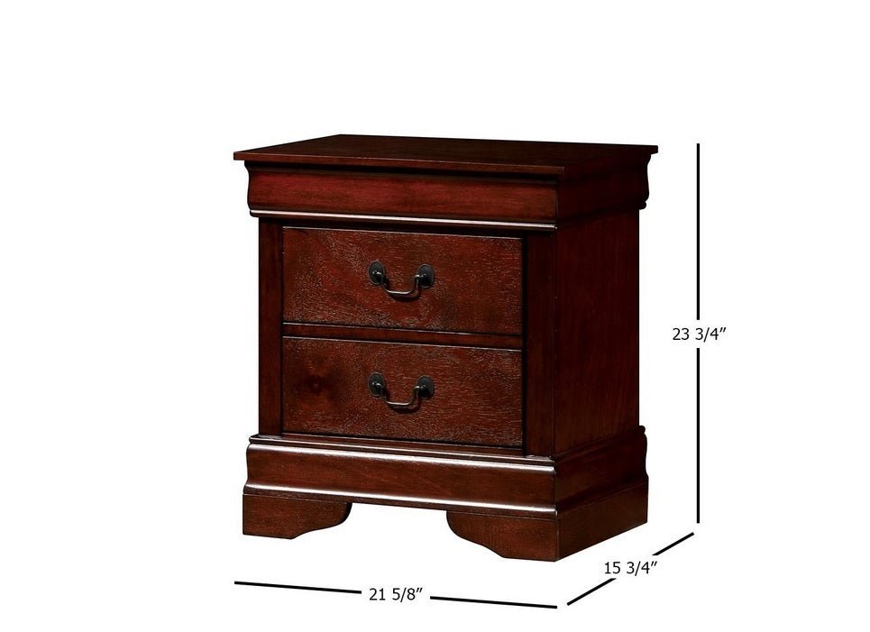 1pc Nightstand Cherry Finish Louis Philippe Solid wood English Dovetail Construction Antique Nickle Hanging Pulls - 1st Choice Furniture Direct