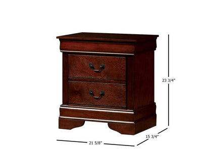 1pc Nightstand Cherry Finish Louis Philippe Solid wood English Dovetail Construction Antique Nickle Hanging Pulls - 1st Choice Furniture Direct