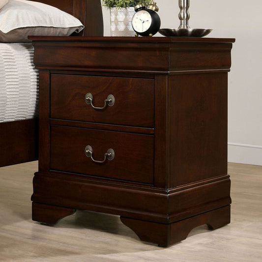1pc Nightstand Cherry Finish Louis Philippe Solid wood English Dovetail Construction Antique Nickle Hanging Pulls - 1st Choice Furniture Direct