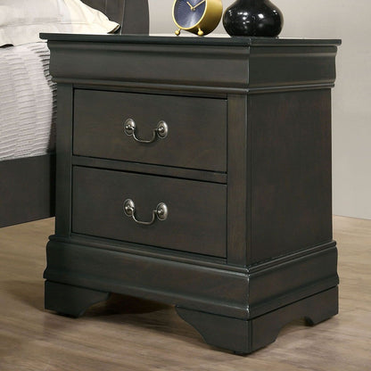 1pc Nightstand Gray Louis Philippe Solid wood English Dovetail Construction Antique Nickle Hanging Pulls - 1st Choice Furniture Direct