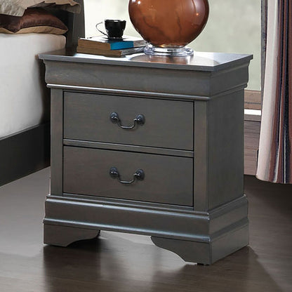 1pc Nightstand Gray Louis Philippe Solid wood English Dovetail Construction Antique Nickle Hanging Pulls - 1st Choice Furniture Direct