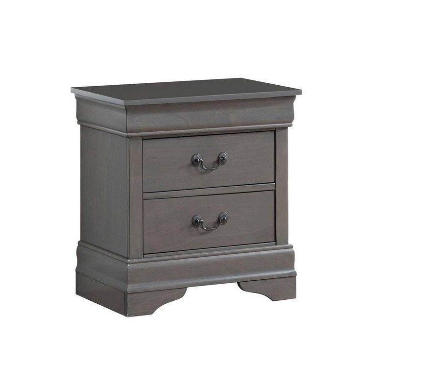 1pc Nightstand Gray Louis Philippe Solid wood English Dovetail Construction Antique Nickle Hanging Pulls - 1st Choice Furniture Direct